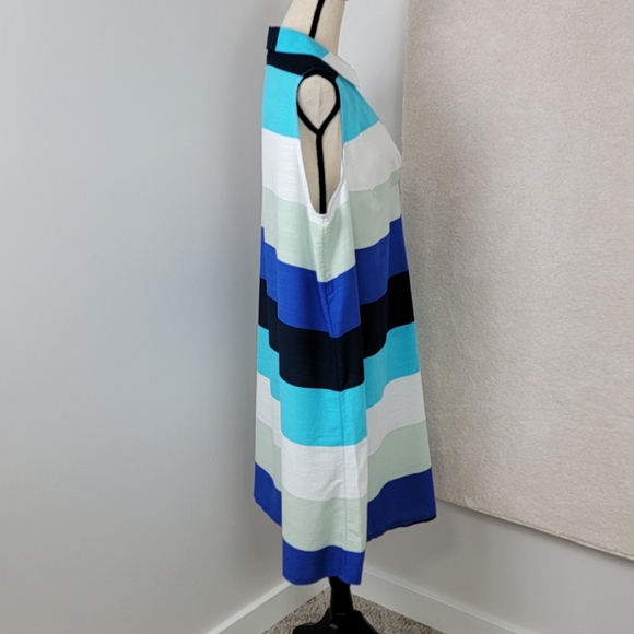 Liz Clairborne Multi Color V-Neck Sleeveless Striped A-Line Midi Dress 16W NEW - Picture 4 of 10